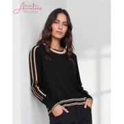Micha Pullover streep 18319 zwart Micha Pullover streep 18319 zwart